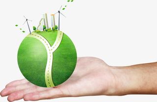 手执绿草地地球免抠