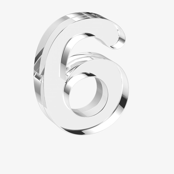 水晶立体数字6免抠