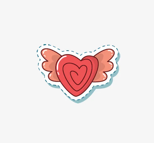 手绘可爱小翅膀爱心免抠