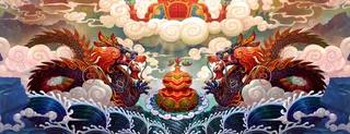 祥云中国龙背景banner高清
