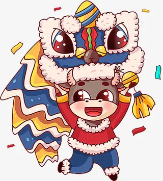 国潮卡通牛年元素免抠