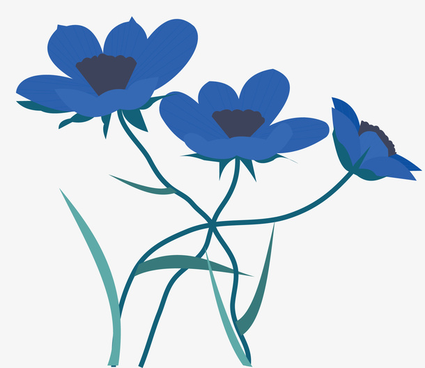 深蓝色春天的花朵免抠