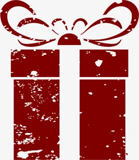 红色手绘礼盒元旦装饰免抠