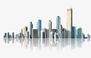 繁华城市背景免抠