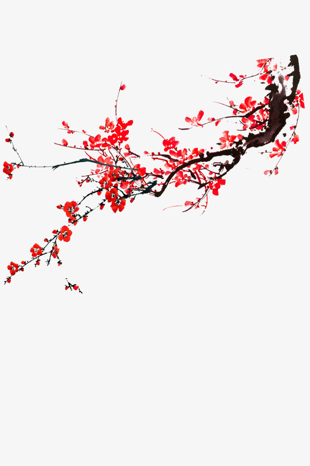 中国古风花枝元素-001免抠