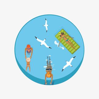 矢量俯瞰蓝色游泳池免抠