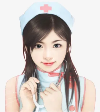 手绘护士小美女免抠