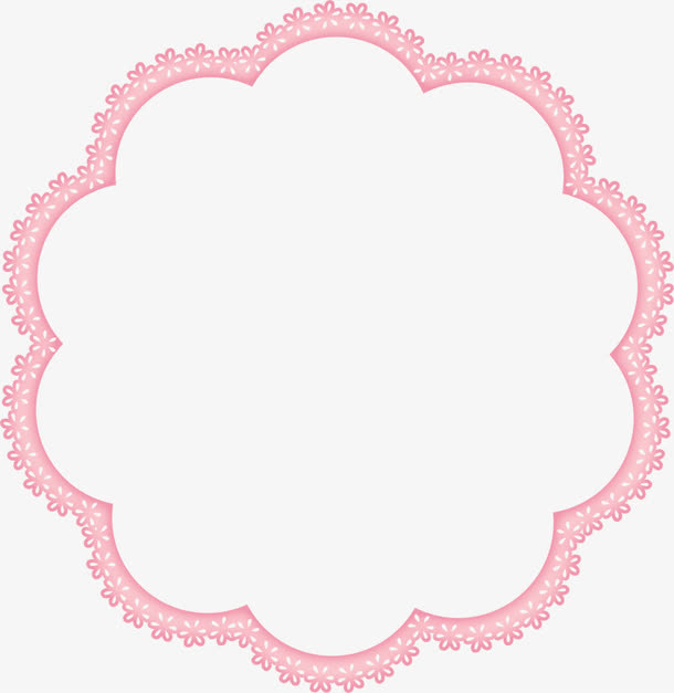粉色花环形边框免抠