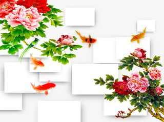 吉祥室内墙装饰牡丹免抠