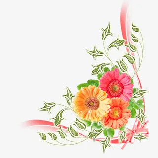 手绘鲜花边框免抠