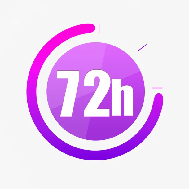 紫色简约72小时装饰图案免抠
