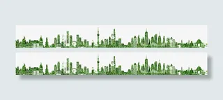 绿色城市剪影免抠