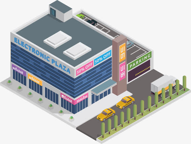 百货超市建筑免抠