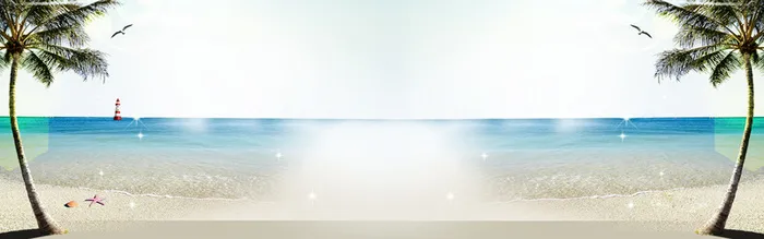 白云蓝天大海椰树海滩背景高清