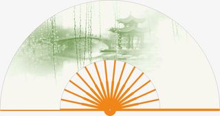 亭子广场舞蹈扇子免抠