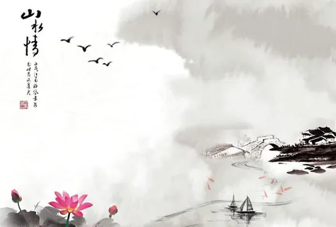寄情山水中国画背景高清 寄情山水中国画背景高清