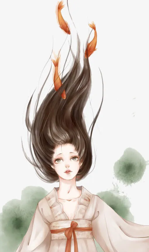 手绘女孩免抠