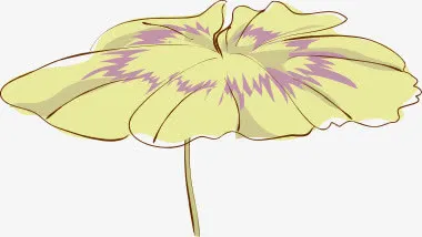 手绘黄色漫画荷叶免抠