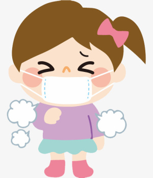 手绘卡通小女孩咳嗽免抠免抠