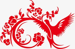 矢量花鸟镂空剪纸喜鹊报喜免抠