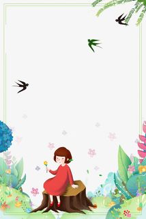 春天人物背景PNG下载