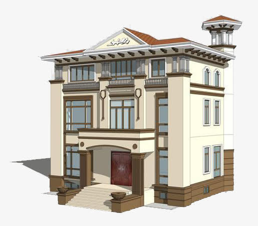 整体房屋建筑效果图免抠