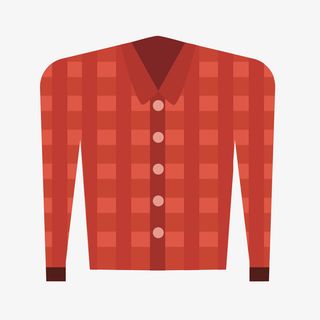 卡通红色格子衬衫免抠