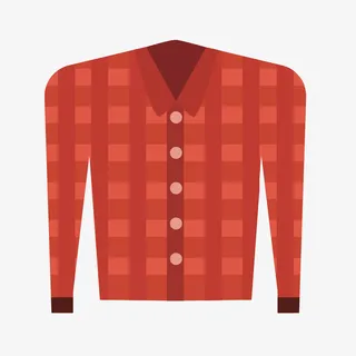 卡通红色格子衬衫免抠