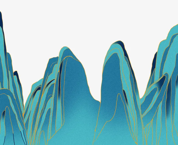 山水素材手绘免抠