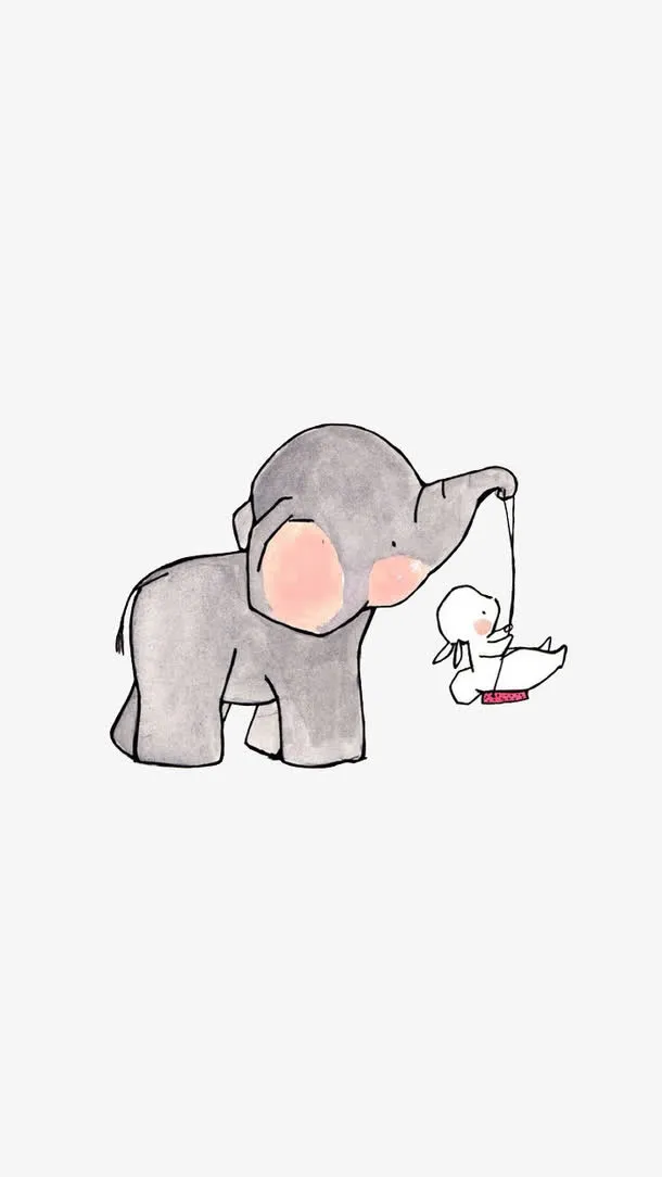 水彩画大象免抠