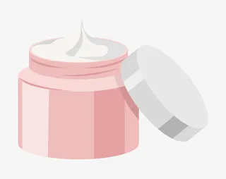 手绘粉瓶护肤霜插画免抠