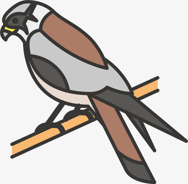 矢量图树枝上停留的小鸟免抠