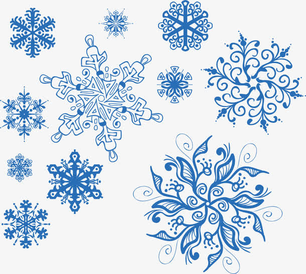 蓝色雪花大雪素材免抠