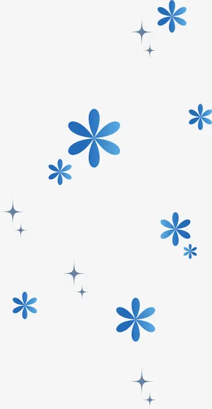 蓝色花朵漂浮免抠