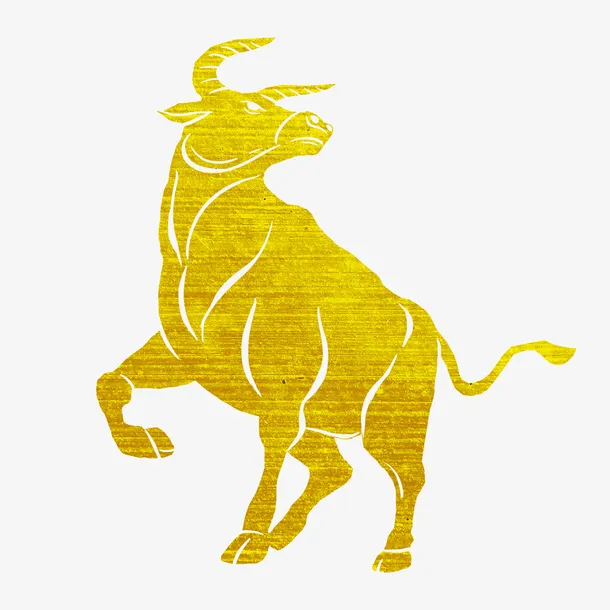 牛气冲天天烫金牛免抠