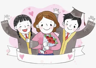 卡通儿童毕业季人物插画免抠