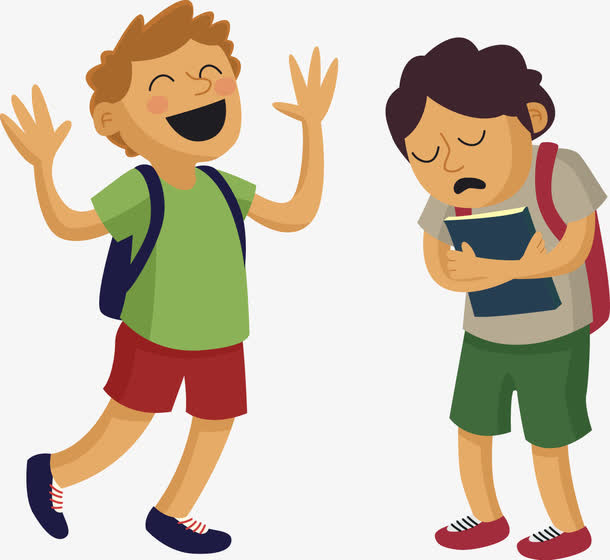 不同态度的卡通学生矢量图免抠