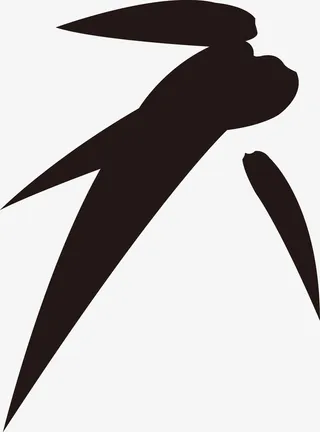 黑色水墨毛笔竹叶免抠图标元素