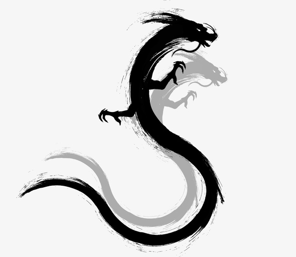 手绘黑色水墨龙免抠图免抠