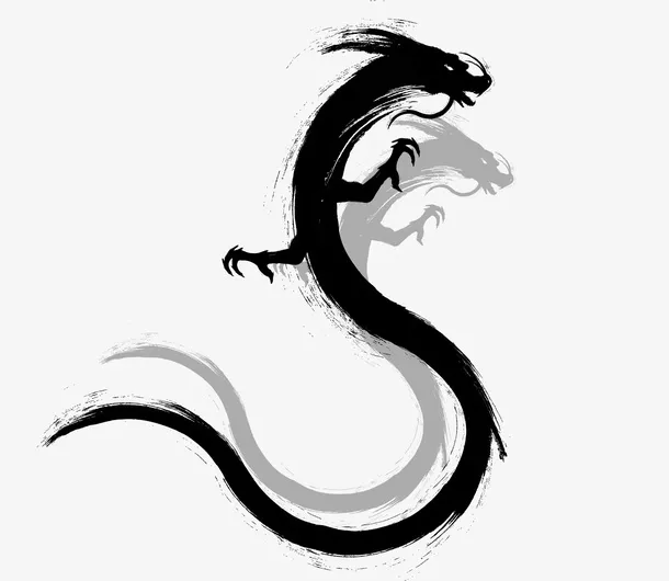 手绘黑色水墨龙免抠图免抠