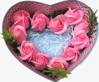心形粉玫瑰免抠