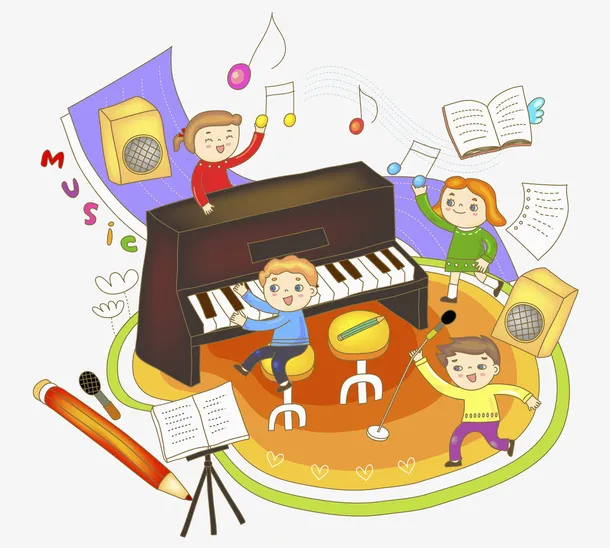 快乐的音乐小孩免抠