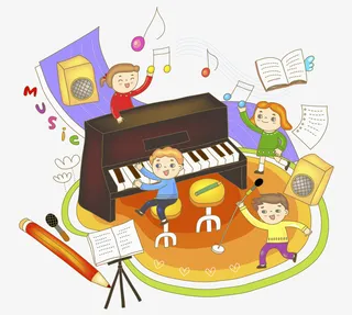 快乐的音乐小孩免抠