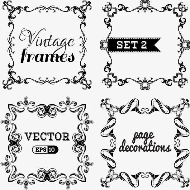 巴洛克风格边框纹样矢量素材免抠