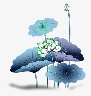荷花水墨画免抠