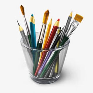 笔筒美术工具手绘海报背景