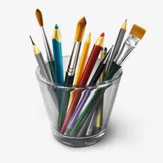 笔筒美术工具手绘海报背景