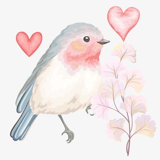 小清新电商手绘小鸟免扣图免抠