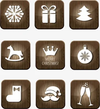 矢量手绘木头底纹图标免抠