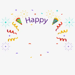 卡通彩色的新年海报装饰免抠